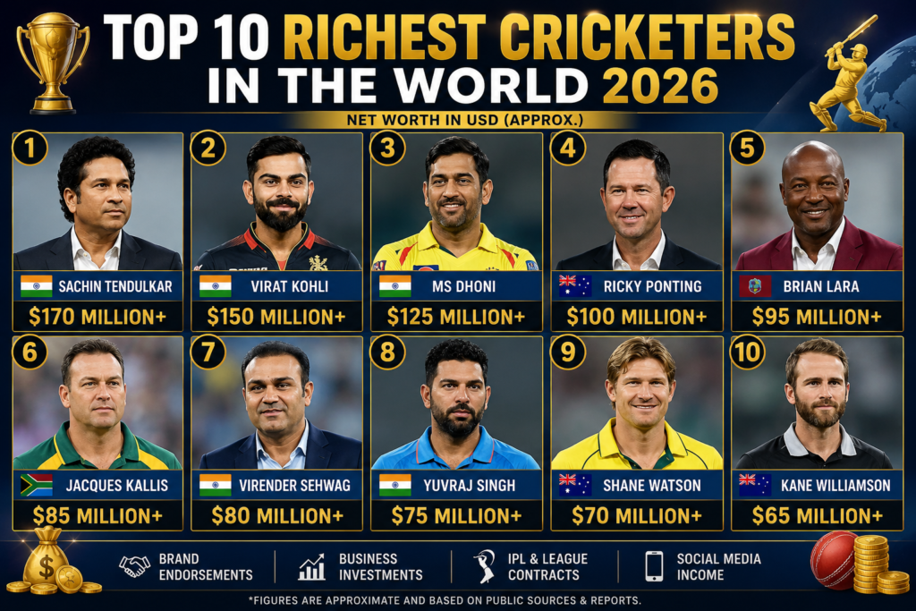 Cover image for Top 10 Richest Cricketers in the World 2026