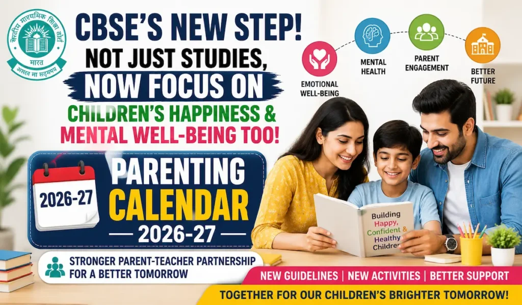 Cover image for CBSE का नया कदम: अब सिर्फ पढ़ाई नहीं, बच्चों की खुशी और मानसिक सेहत पर भी होगा पूरा फोकस, जारी हुआ Parenting Calendar 2026-27