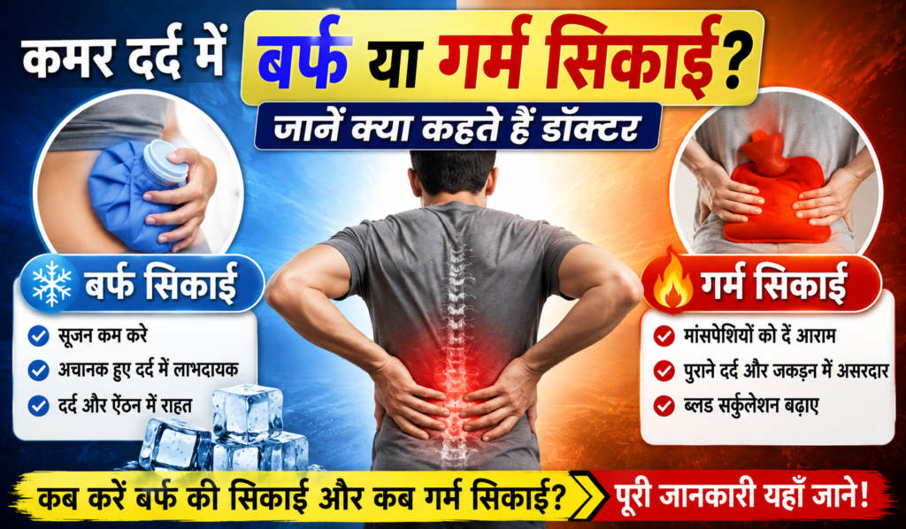 Cover image for कमर दर्द में बर्फ या गर्म सिकाई?  किस स्थिति में कौन-सा तरीका देता है ज्यादा राहत