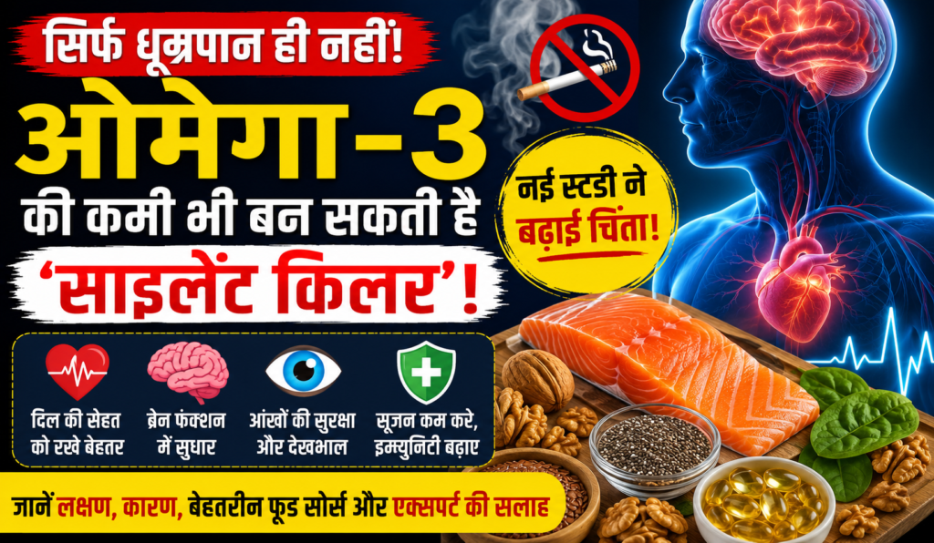 Cover image for सिर्फ धूम्रपान ही नहीं, ओमेगा-3 की कमी भी बन सकती है ‘साइलेंट किलर’! नई स्टडी ने बढ़ाई चिंता